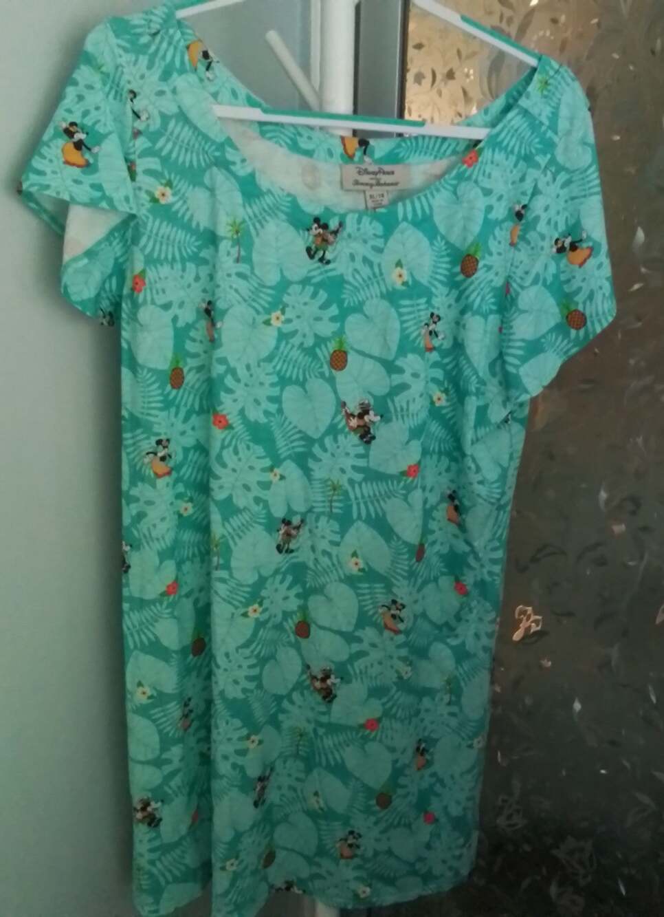 Disney Park Tommy Bahama Mickey & Minnie Green Vacation T-Shirt Dress Size XL